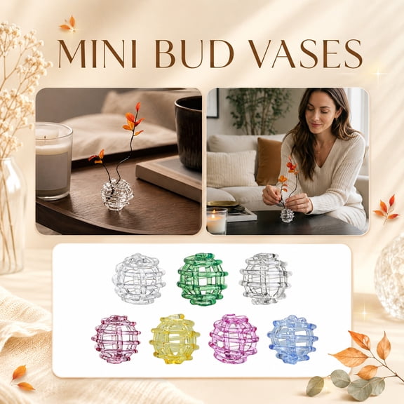 Flower Arrangement Holder,Clear Glass Flower Frog Mini Bud Vase,Geometric Sphere Design for Home Décor, Table Centerpiece & Floral Arrangements