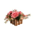 thumbnail image 1 of Flower Arrangement with Wooden Vase 8" Artificial Flowers in Pot - Fake Flowers Roses Peonies Hydrangeas in Wooden Vase Potted Artificial Flower Centerpieces for Table Decor Living Room, 1 of 6