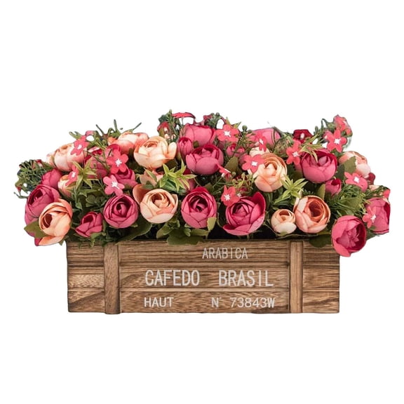 Flower Arrangement with Wooden Vase, Ongmies Exquisite Autumn Faux Botanical Arrangement – Realistic Dried Greenery for Cozy Living Room & Windowsill Displays, Artificial Flower Centerpieces