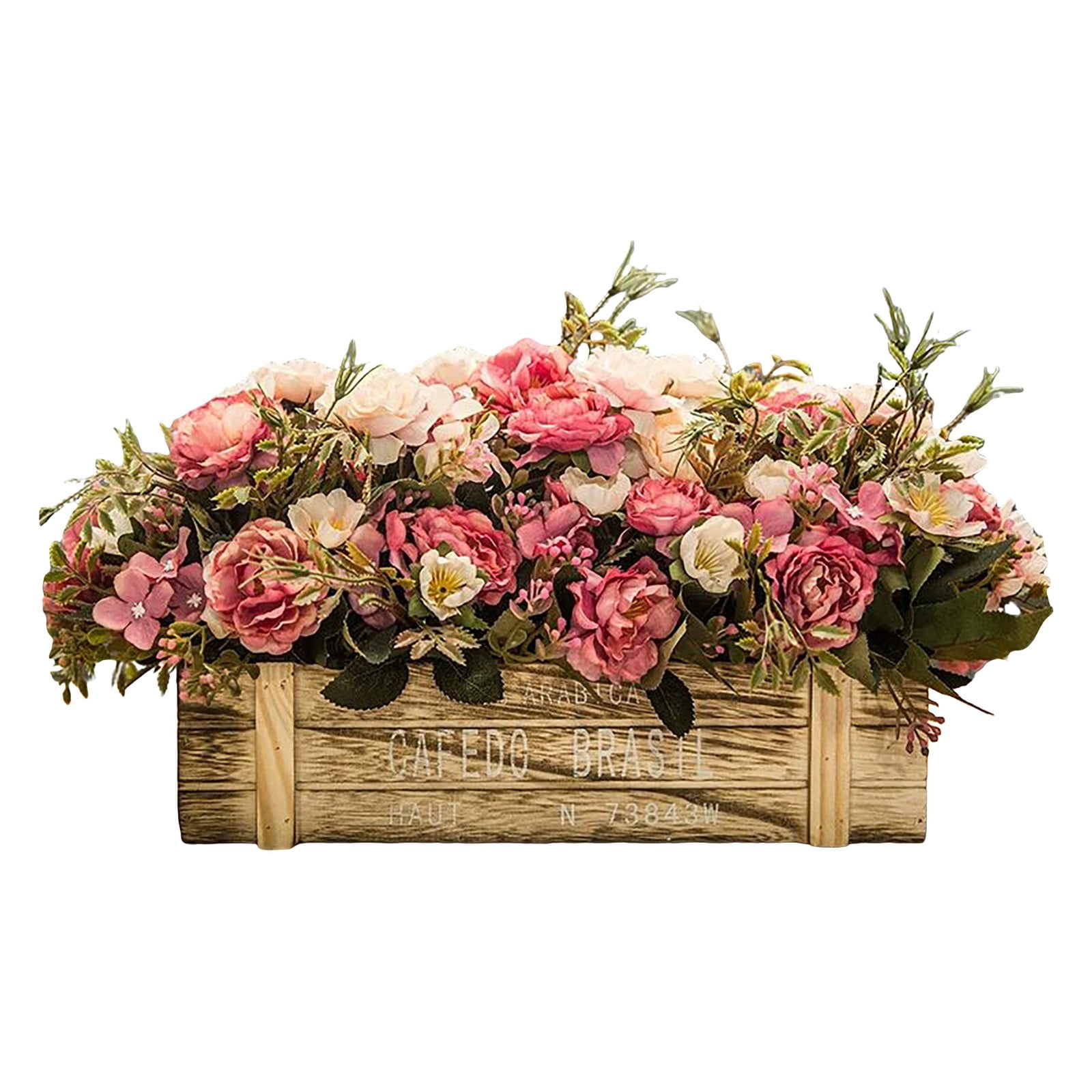 Flower Arrangement with Wooden Vase, Ongmies Exquisite Autumn Faux Botanical Arrangement – Realistic Dried Greenery for Cozy Living Room & Windowsill Displays, Artificial Flower Centerpieces