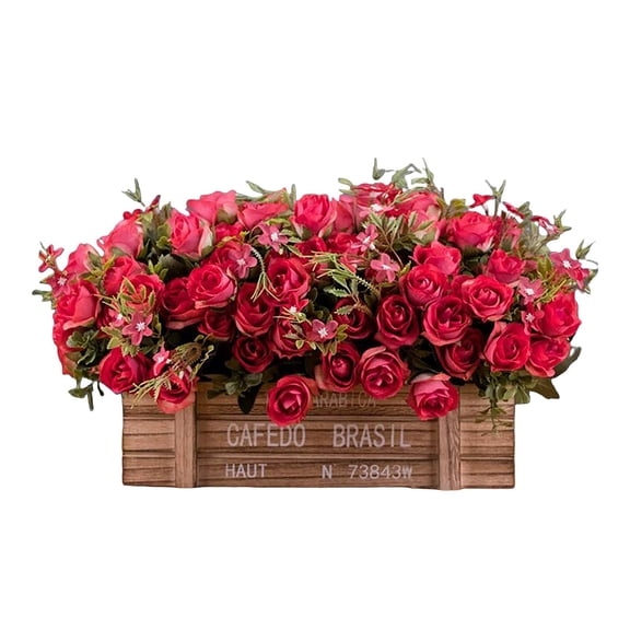 Flower Arrangement with Wooden Vase, Ongmies Exquisite Autumn Faux Botanical Arrangement – Realistic Dried Greenery for Cozy Living Room & Windowsill Displays, Artificial Flower Centerpieces