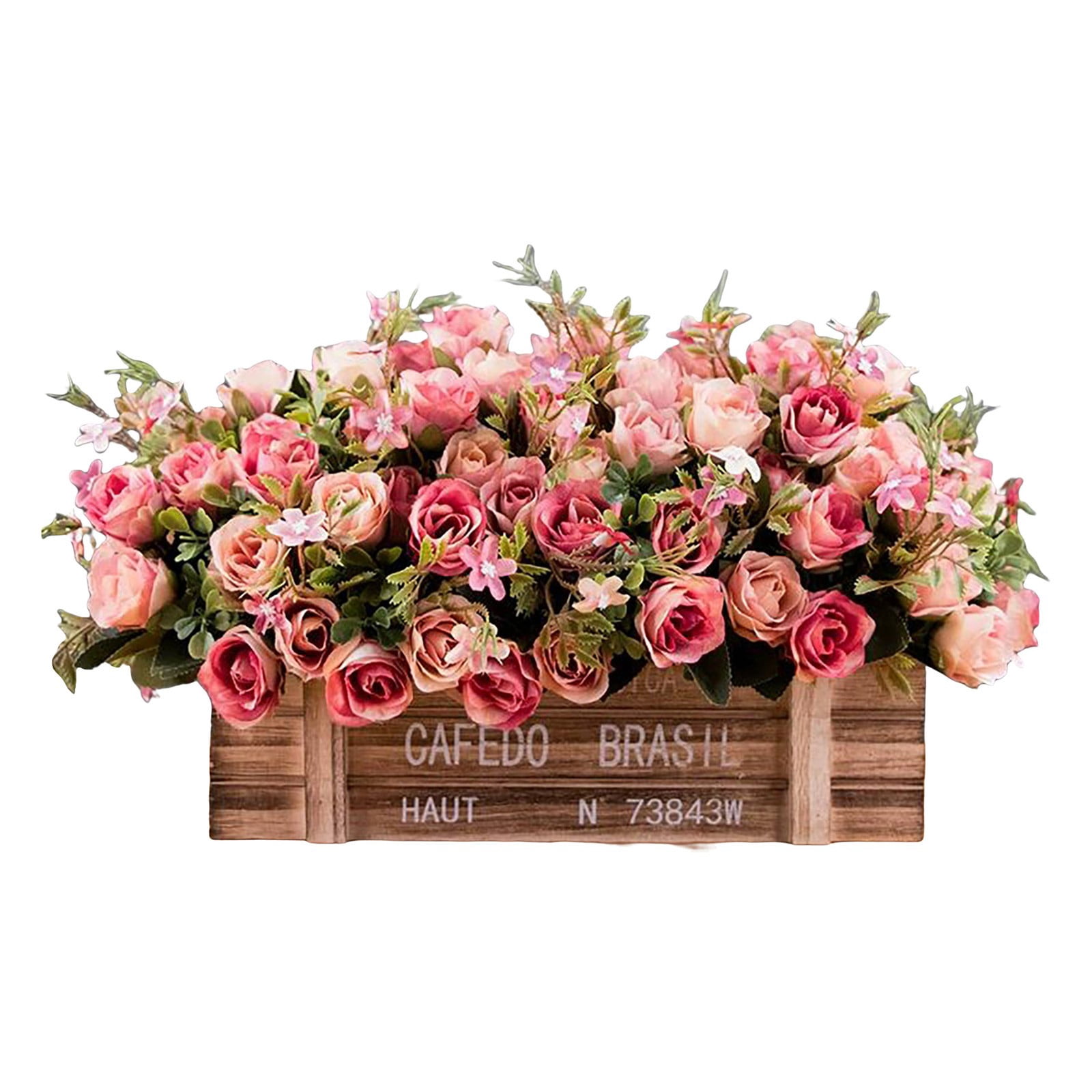 Flower Arrangement with Wooden Vase, Ongmies Exquisite Autumn Faux Botanical Arrangement – Realistic Dried Greenery for Cozy Living Room & Windowsill Displays, Artificial Flower Centerpieces