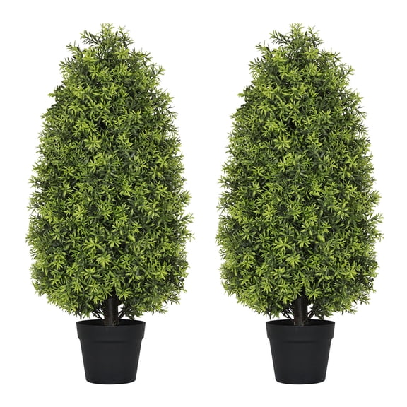 Flower Arrangements, 3FT Artificial Boxwood Cone Tree Faux Shrub for Outdoor Planter and Entryway Décor 2pcs/set, Green Artificial Plants,Plastic Potted Plants