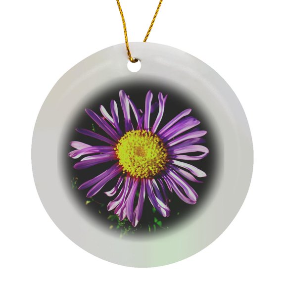 3drose, Flower Aster, Circle Porcelain Ornament