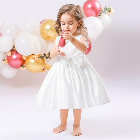 Flower Baby Girl Dress Wedding Bowknot Pageant Birthday Party Prom Gown, 12M-5T