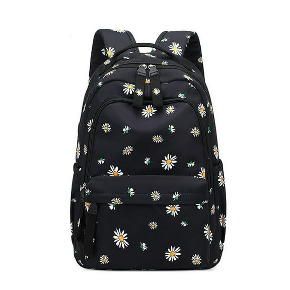 Flower Backpack Women Teenagers Cute Backpack New School Bags for Students Schoolbag Korean Black Travelling Hiking Backpack