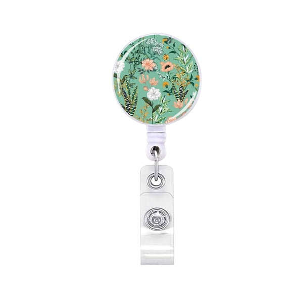 Flower Badge Holder Retractable Badge Holder with Metal Clip ABS Badge Holder