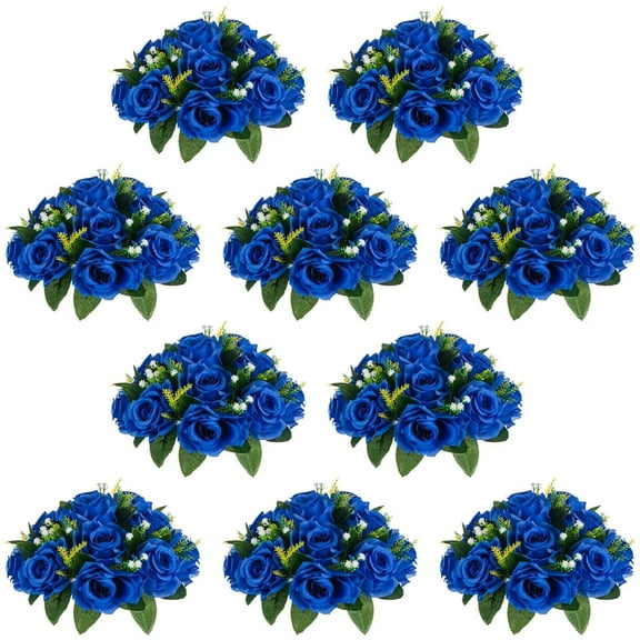 Flower Ball Centerpieces for Table 10 Pack Royal Blue Roses Artificial Floral Arrangement for Wedding Party Decor