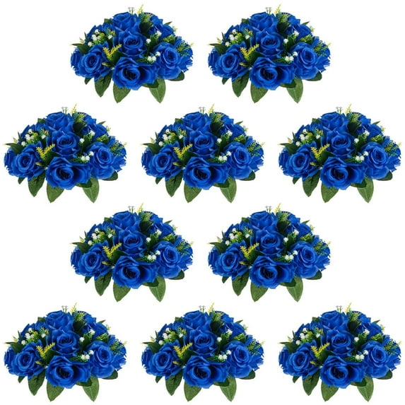 Flower Ball Centerpieces for Table 10 Pack Royal Blue Roses Artificial Floral Arrangement for Wedding Party Decor