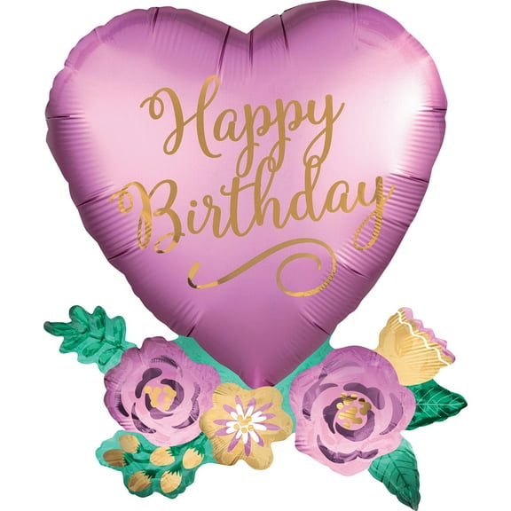 30" Purple Flowers & heart shape Balloon