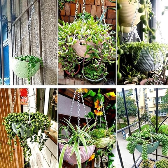 Flower Basket Chain with Hooks - Hanging Chain for Planters, Durable Metal Chain for Balcony, Gardening Accessories