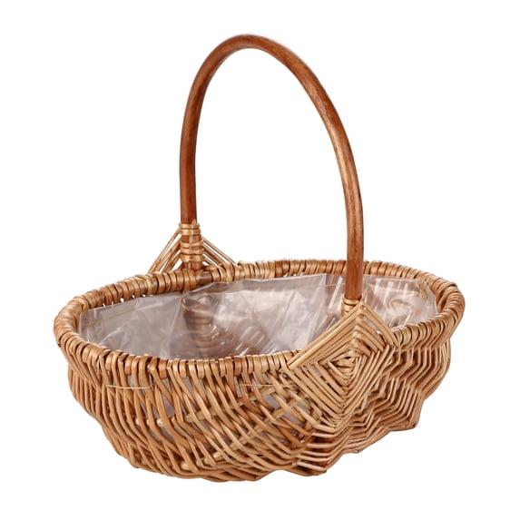Flower Basket Rattan Handmade Basket With Handle for Storgae Wedding Girl Flower Basket Decoration 25*16*25cm