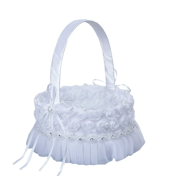 Flower Basket Suitable for Wedding Ceremony Cute Round Heart Shaped Small White
