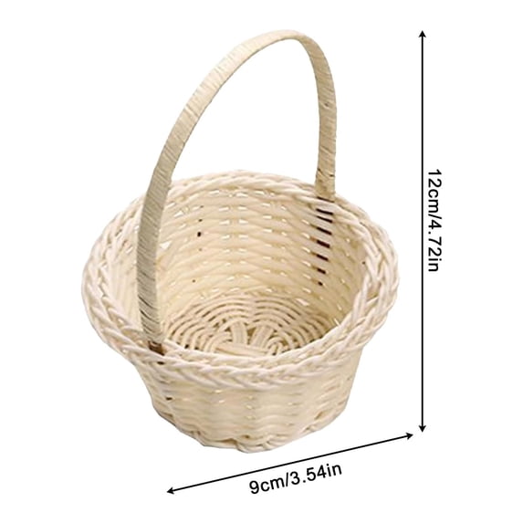 Flower Basket for Flower Girl Wedding Artificial Rattan Braided Aesthetics Photo Props Small Woven Basket with Handle