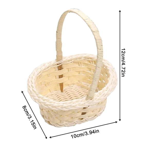 Flower Basket for Flower Girl Wedding Artificial Rattan Braided Aesthetics Photo Props Small Woven Basket with Handle