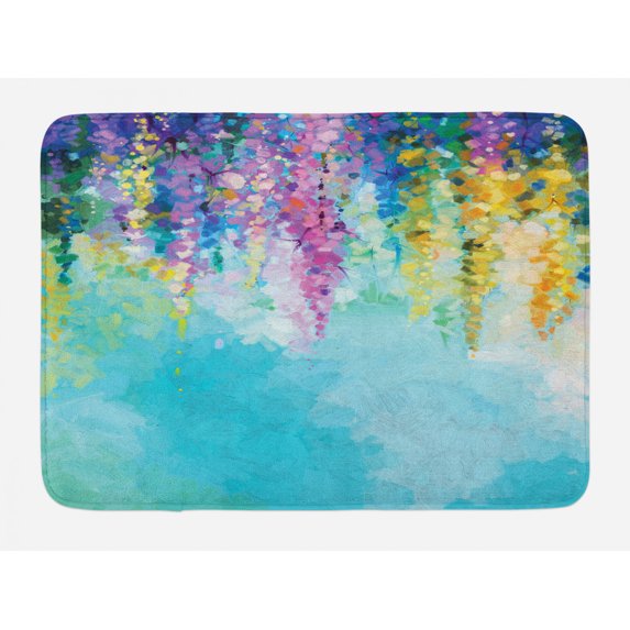 Flower Bath Mat, Abstract Ivy Romantic and Inspiring Landscape Spring Floral Artwork Nature Theme, Non-Slip Plush Mat Bathroom Kitchen Laundry Room Decor, 29.5 X 17.5 Inches, Multicolor, Ambesonne