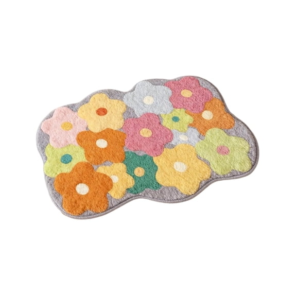 Flower Bath Mat, Cute Funny Colorful Bathroom Rugs Microfiber Absorbent Non Slip Bath Rug for Girls Women Shower, Bedroom Decor, Machine Washable, 26in X 24in, Orange