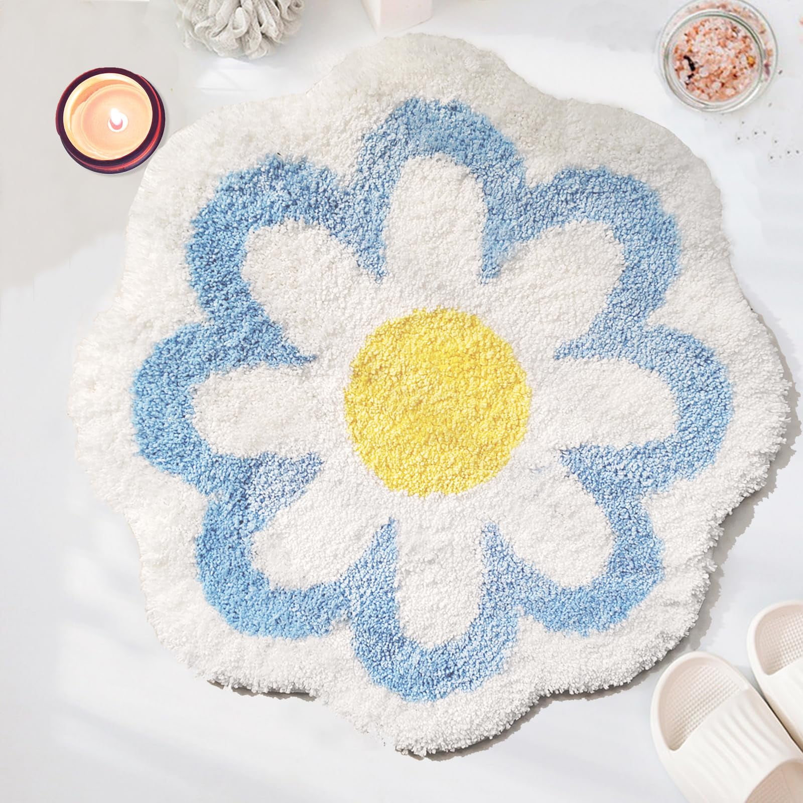 Flower Bath Mat, Pink Bathroom Rug for Valentine's Day, Beauty Bath Mats, Bath Rug, Machine Washable Flower Rug, Shower Bathtub Mat Gift Aesthetic Summer Room Decor