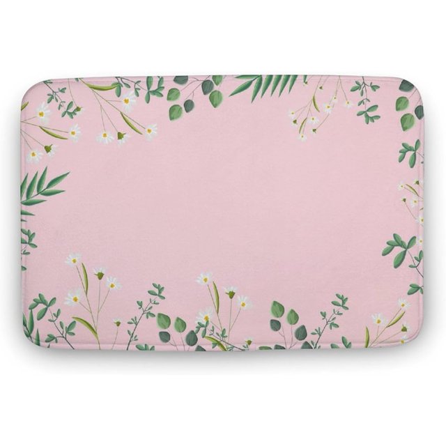 Flower Bath Rugs for Bathroom,Non Slip Flannel Shower Mat,Funny Toilet