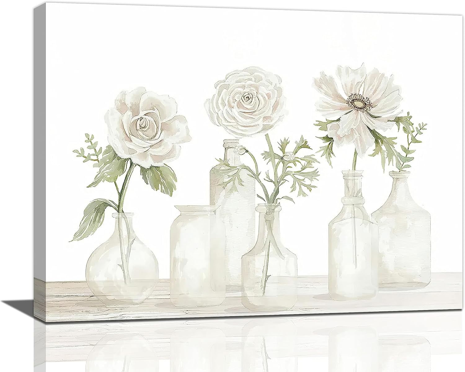 Flower Bathroom Decor Wall Art Floral Pictures Farmhouse Rustic Floral Decor Flower Canvas Painting Flower Decorations Framed Artwork for Bathroom Kitchen Bedroom 16"x12"