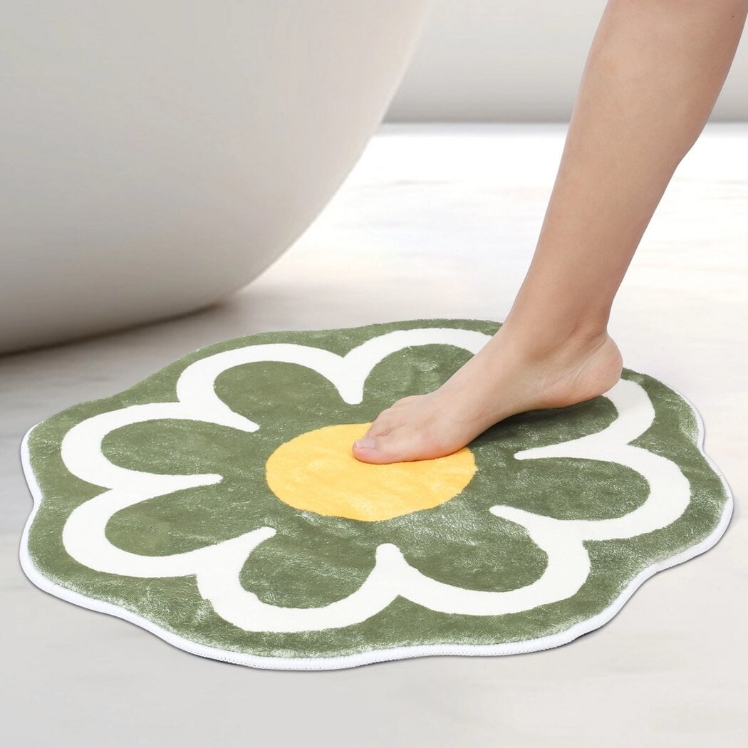 Flower Bathroom Rug, 23.6" Soft Fluffy Bath Mat, Strong Water ...