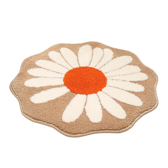 Flower Bathroom Rug - Plush Absorbent Bath Mat - Non- Shaggy Carpet for Bathroom, Kitchen & Bedroom - Machine Washable Floral Decor Mat for Women & Girls