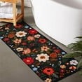 thumbnail image 1 of Flower Bathroom Runner Rug Non Slip, Large Long Bathroom Rug Cute Floral Bath Mat for Bedroom Hallway Kitchen, Soft Plush Washable Black Shower Rug, 1 of 6