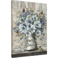 thumbnail image 1 of Flower Bathroom Wall Art Farmhouse Flower Pictures Wall Decor Rustic Blue Floral Hummingbird Canvas Painting Prints Modern Artwork Home Decoration for Bathroom Bedroom Living Room 16"x12", 1 of 6
