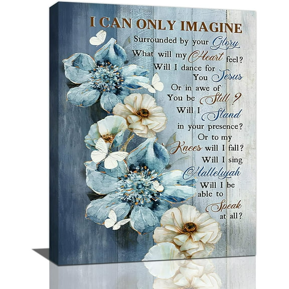 Flower Bathroom Wall Art Rustic Blue Floral Blossom Wall Decor Farmhouse I Can Only Imagine Pictures Canvas Painting Prints Contemporary Artwork Home Decoration for Bathroom Bedroom Living Room