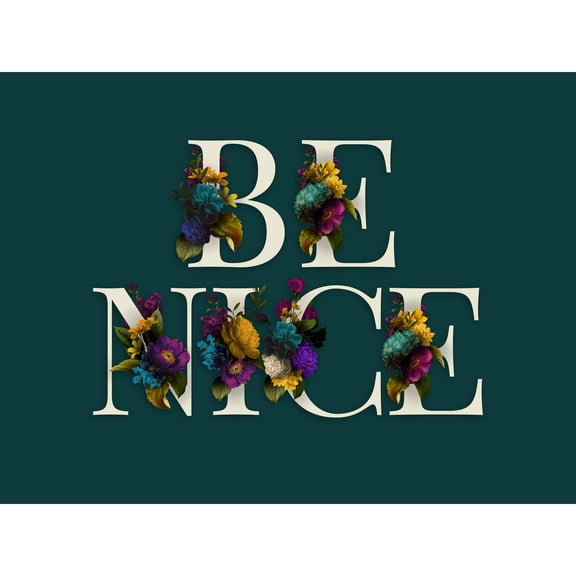 Flower Be Nice Kindness Word Art Extra Large XL Wall Art Poster Print