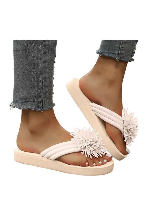 Flower Beach Flip Flops for Women 2025 Memory Foam Platform Wedge Slippers Indoor Outdoor Dress Sandals