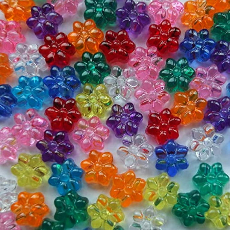 Flower Beads Summer Rainbow Colors Large Hole Pony Beads Multi Mix Made in USA