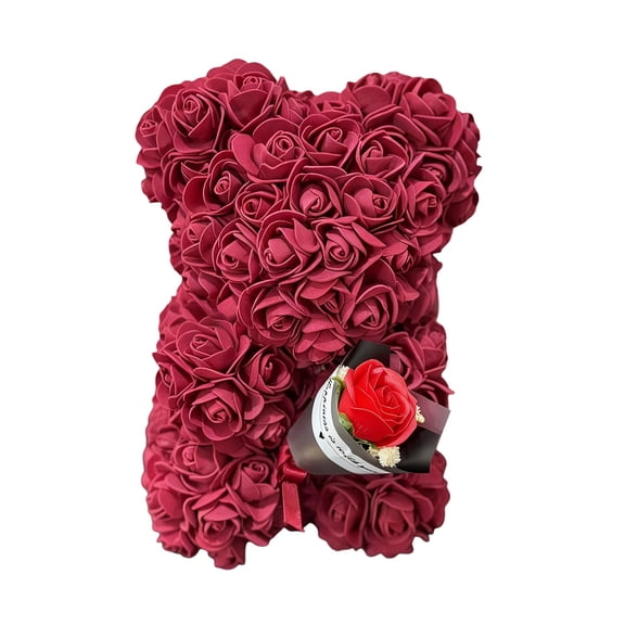 Flower Bear,Rose Bear,Flower Rose Bear for Mom,Perfect Birthday Romantic Gift for Wife Daughter Girlfriend Friend Her,Light up Rose for Birthday Anniversary(Wine)