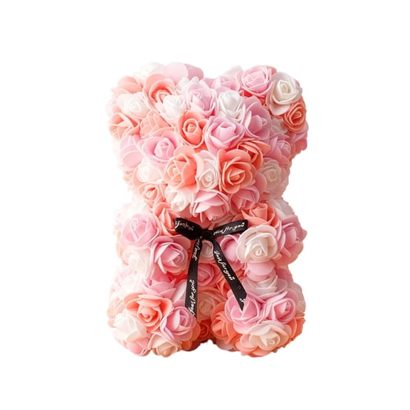 Flower Bear,Rose Bear,Romantic Valentine's Day Gift For Her Artificial Flower Rose Teddy Bear With Preserved Flowers Bouquet And Blind Box Pearl Necklace Birthday Gift(Pink)