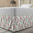 thumbnail image 1 of Flower Bed Skirt, Abstract Simplistic Hydrangea Floral Ornate Hand Drawn Blossoms Spring Print, Elastic Bedskirt Dust Ruffle Wrap Around for Bedding Decor, 4 Sizes, White Pale Pink, by Ambesonne, 1 of 2