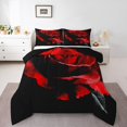 thumbnail image 1 of Flower Bedding Full Size Women Couple,Rose Blossom Comforter Set,Red Black Floral Down Comforter,Romantic Valentine Day Duvet Insert with 2 Pillow Cases Bedroom Decor, 1 of 6