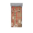 thumbnail image 1 of Flower Bedding Set with Sheet & Covers, Vintage Lines and Botanical Nature Elements Illustration, Printed Bedroom Decor 2 Shams, 4 Sizes, Salmon Umber, by Ambesonne, 1 of 3
