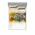 thumbnail image 1 of Flower Bedding Set with Sheet & Covers, Vogue Display Wisteria Violets Wreath Fragrant Plants Herbs Spring Season, Printed Bedroom Decor 2 Shams, 4 Sizes, Multicolor, by Ambesonne, 1 of 3
