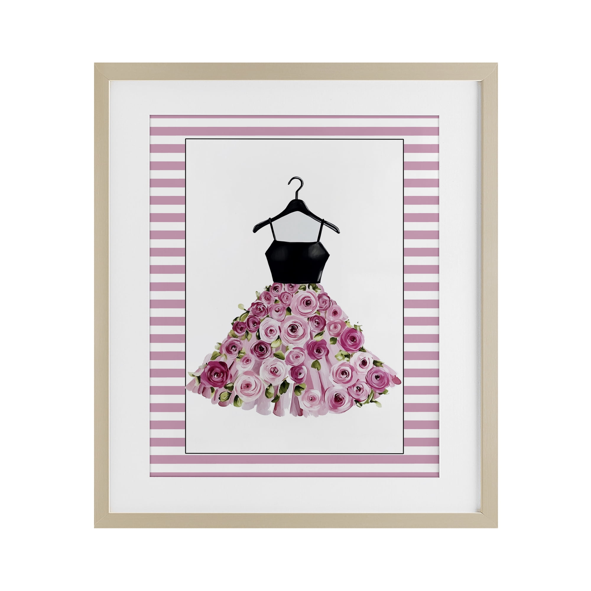 Flower Bedecked Dress Birch Framed Print Under Glass, design by Christine Simpson Art