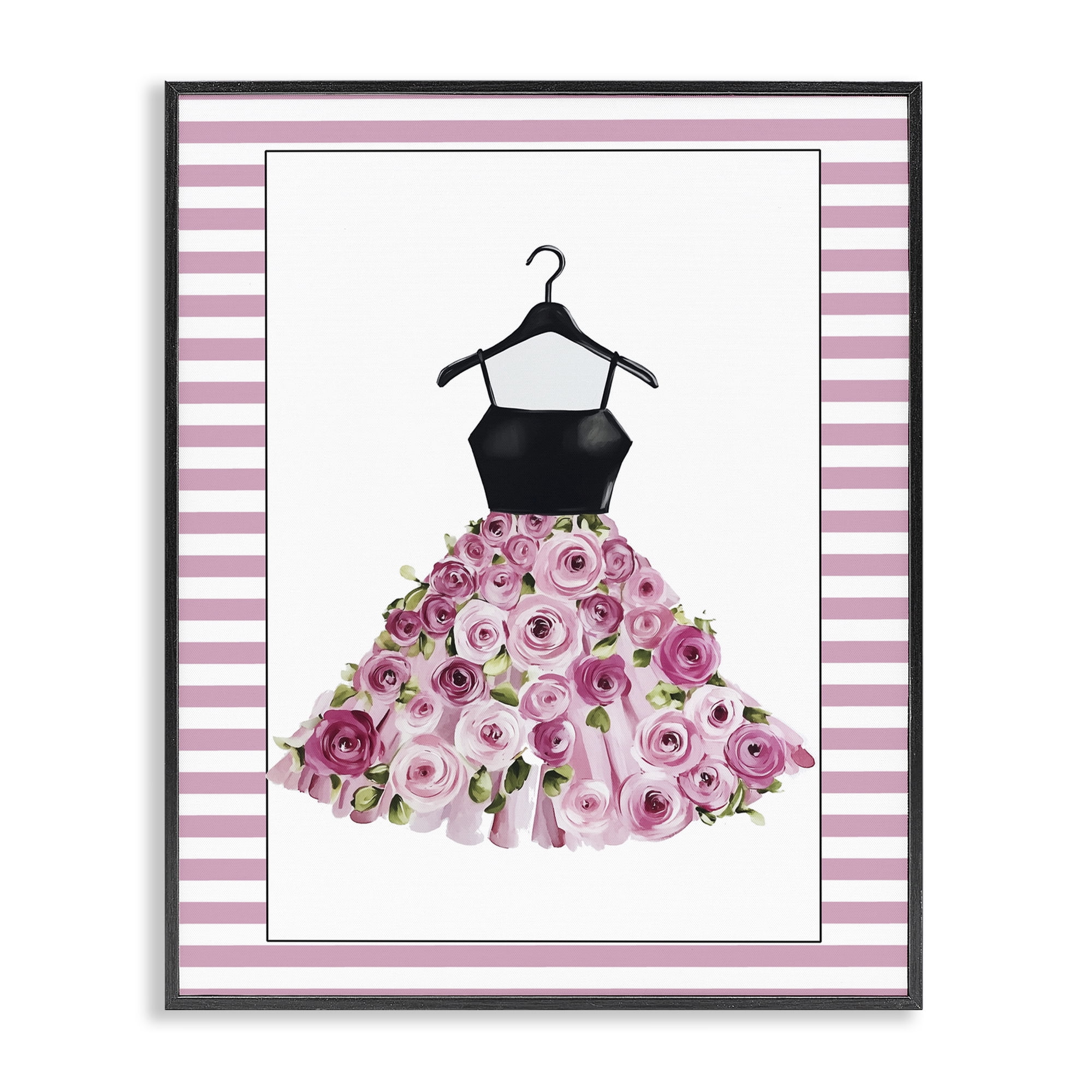 Flower Bedecked Dress Black Framed Giclee Art, design by Christine Simpson Art