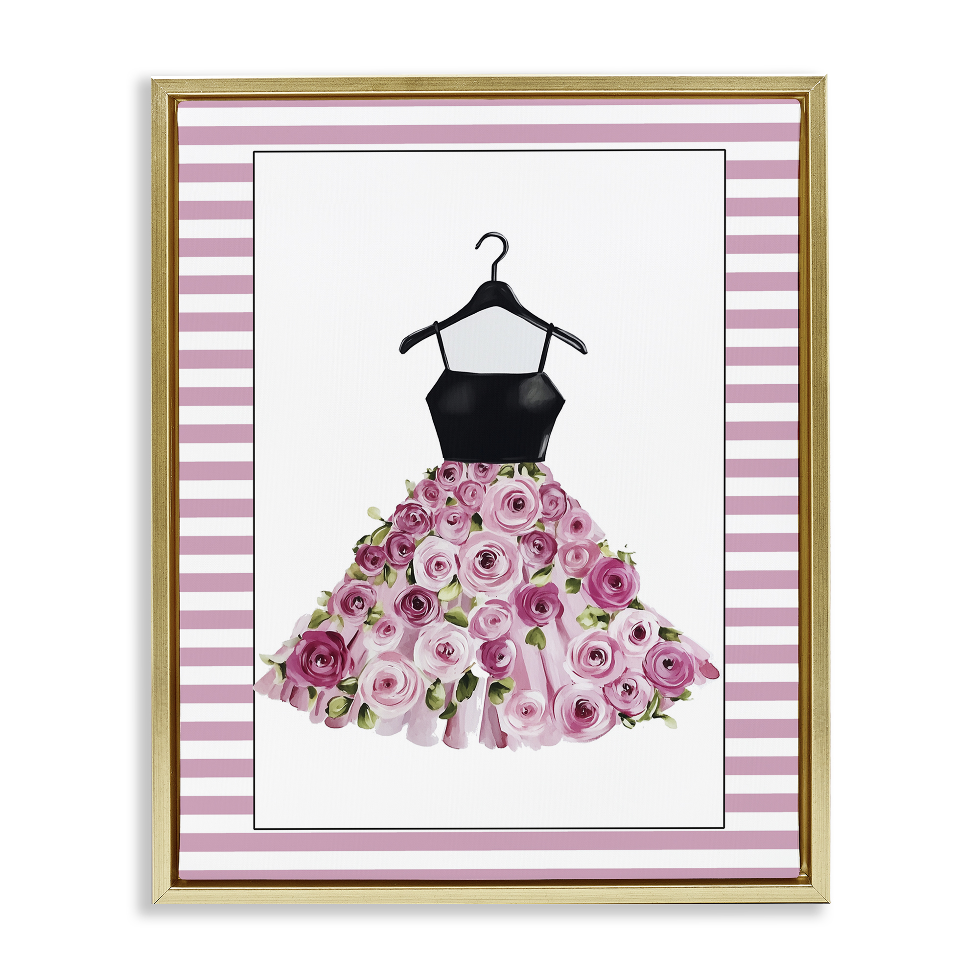Flower Bedecked Dress Gold Framed Floater Canvas Wall Art, design by Christine Simpson Art