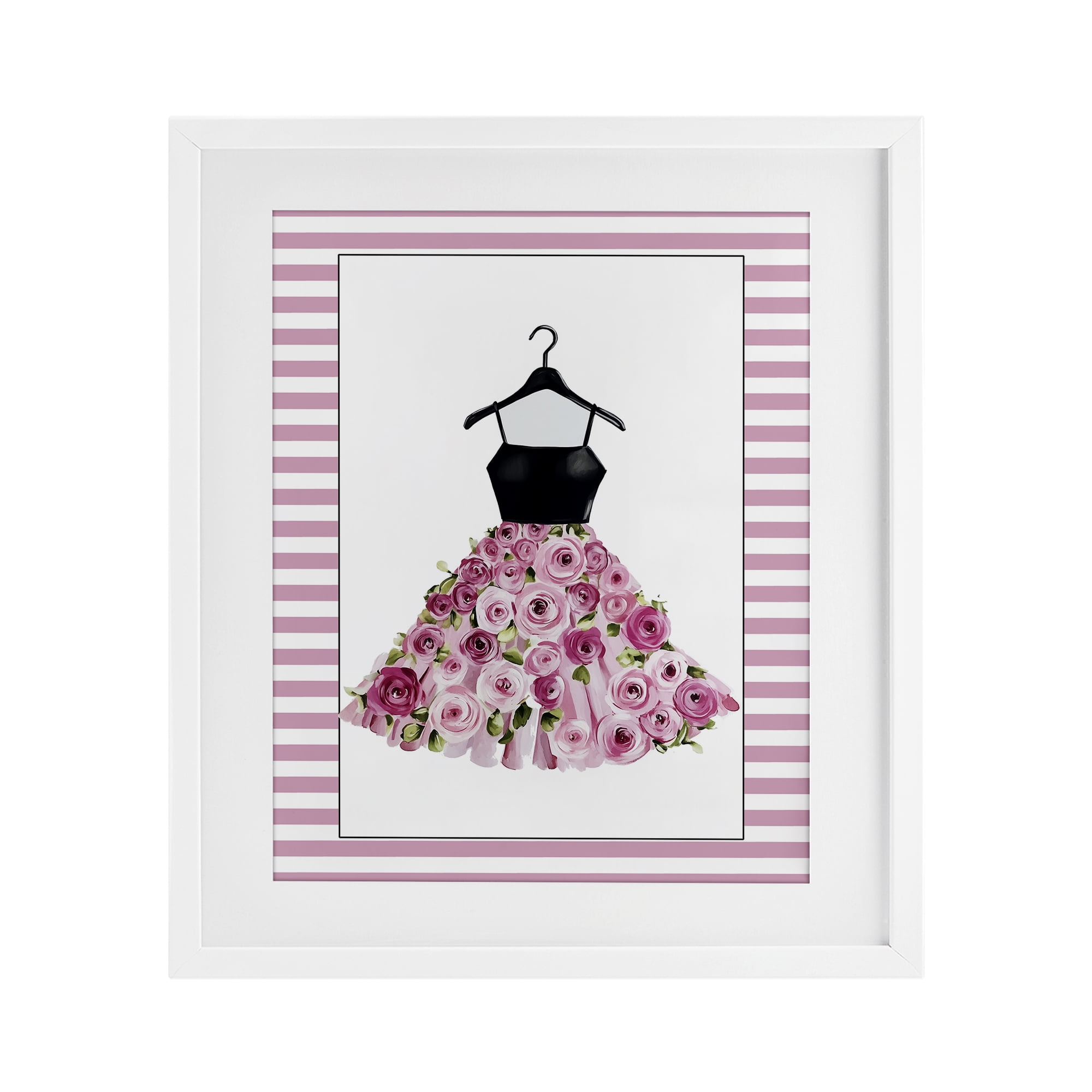 Flower Bedecked Dress White Framed Print Under Glass, design by Christine Simpson Art