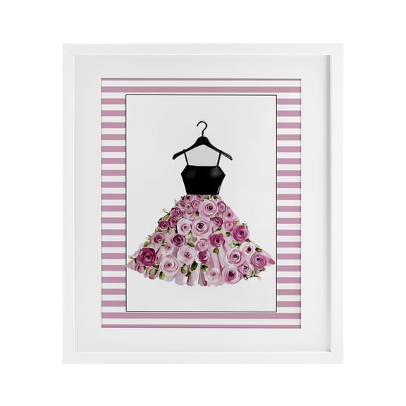Flower Bedecked Dress White Framed Print Under Glass, design by Christine Simpson Art