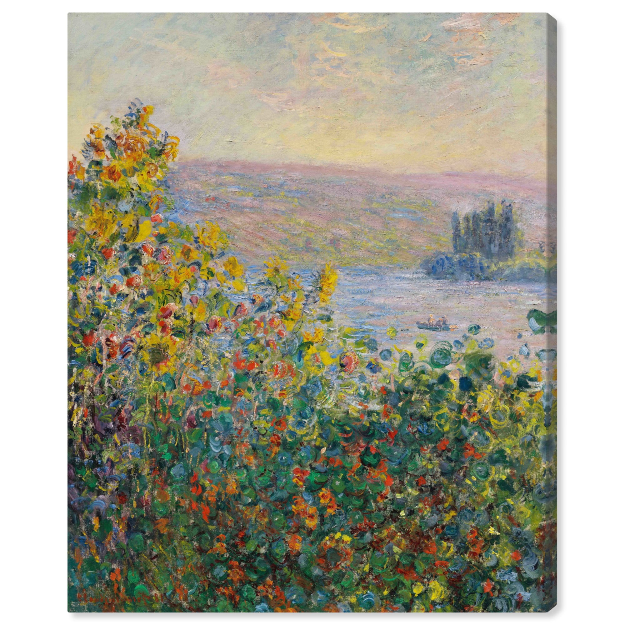 Flower Beds at Vetheuil Vintage Landscape Canvas Art, 16" x 20"