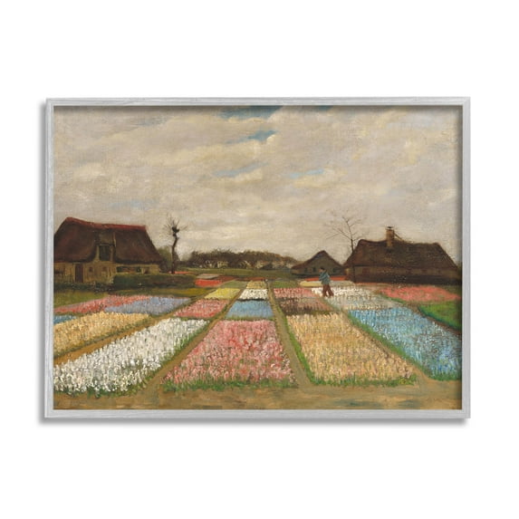 Flower Beds In Holland Van Gogh Landscape Landscape Painting Gray Framed Art Print Wall Art