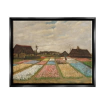 Flower Beds In Holland Van Gogh Landscape Landscape Painting Jet Black Framed Art Print Wall Art