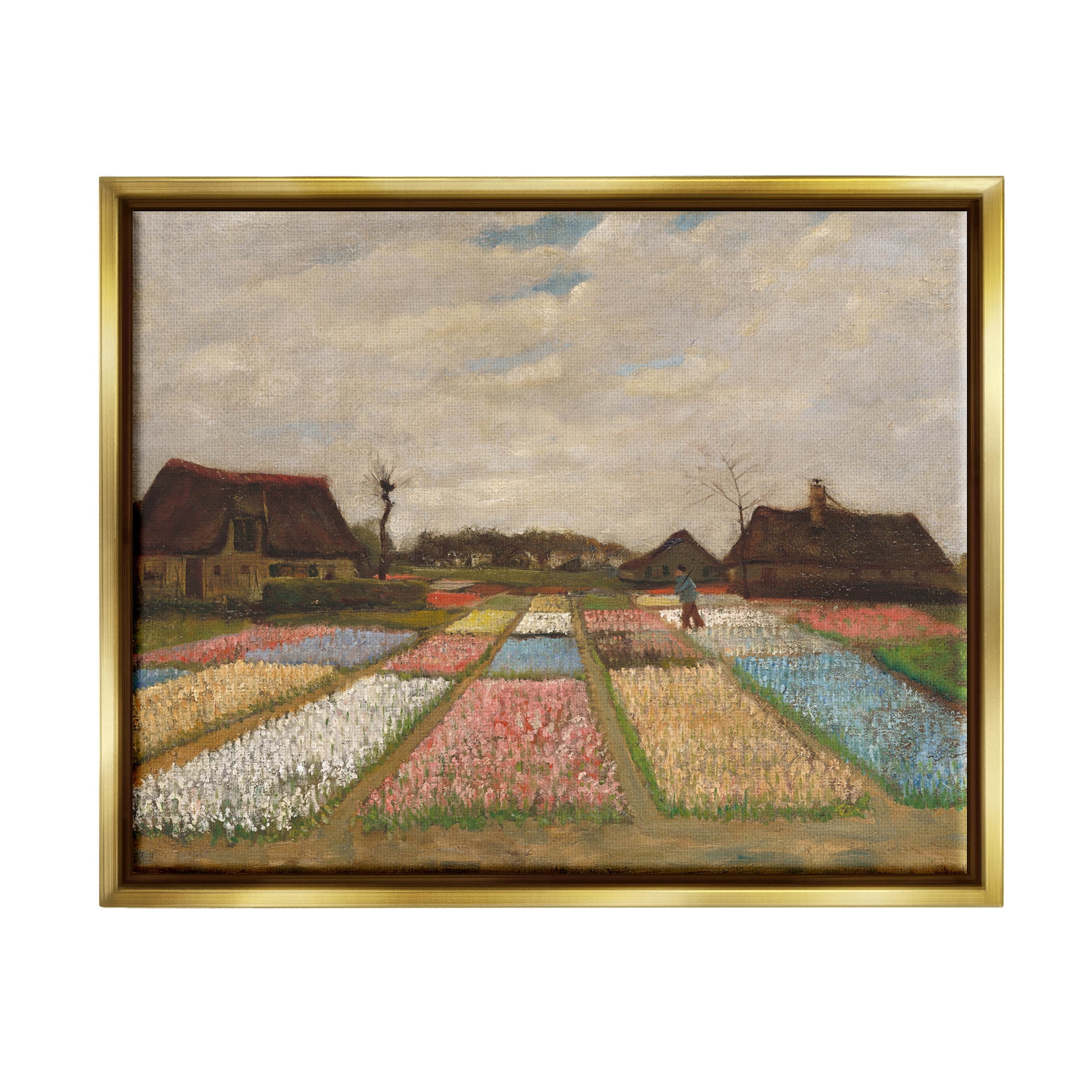 Flower Beds In Holland Van Gogh Landscape Landscape Painting Metallic Gold Framed Art Print Wall Art