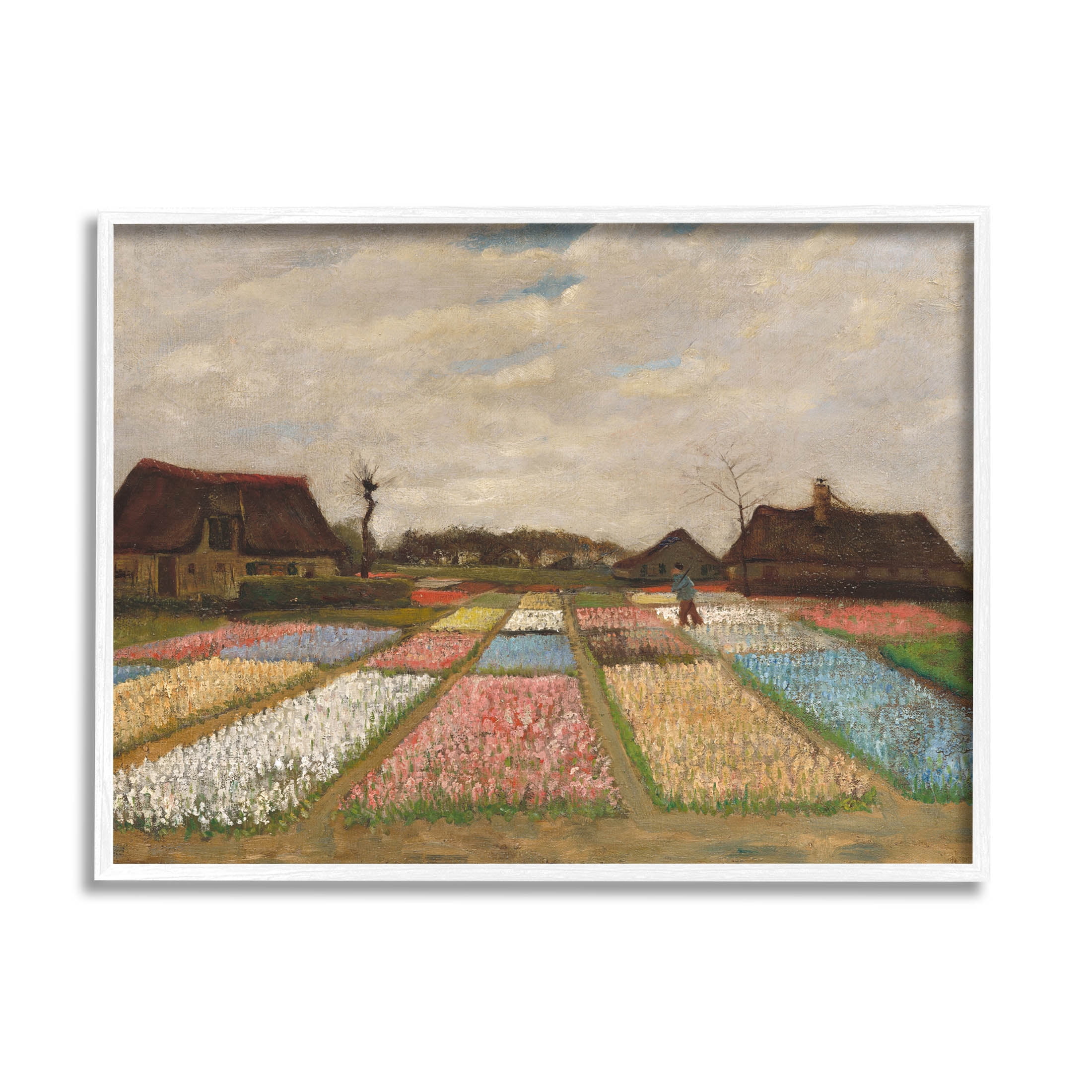 Flower Beds In Holland Van Gogh Landscape Landscape Painting White Framed Art Print Wall Art