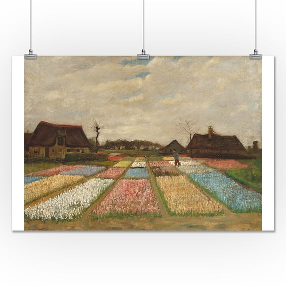 Flower Beds in Holland - Masterpiece Classic - Artist: Vincent van Gogh c. 1883 (24x36 Giclee Gallery Print, Wall Decor Travel Poster)