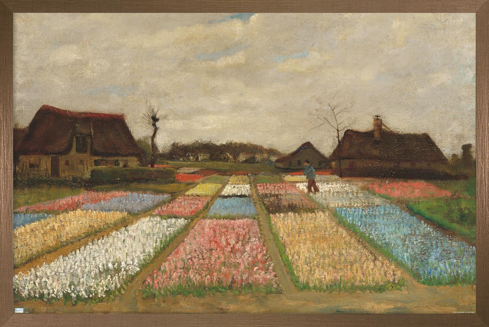 Flower Beds in Holland by Vincent van Gogh Wall Poster, 14.725" x 22.375" Framed